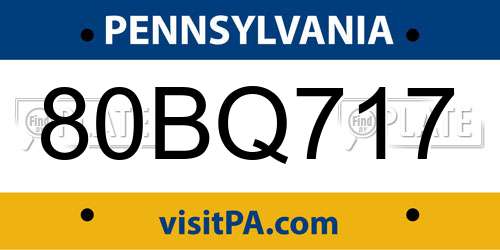 80BQ717 Pennsylvania License Plate