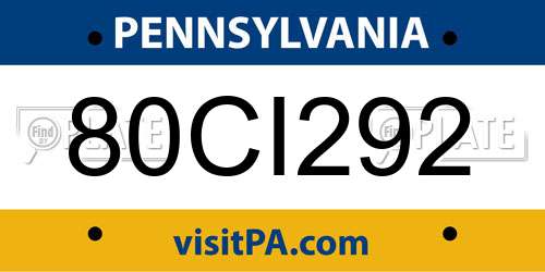 80CI292 Pennsylvania License Plate