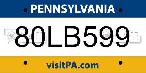 80LB599 Pennsylvania License Plate