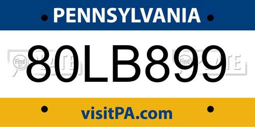 80LB899 Pennsylvania License Plate