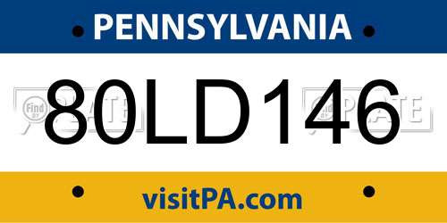 80LD146 Pennsylvania License Plate