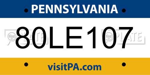 80LE107 Pennsylvania License Plate