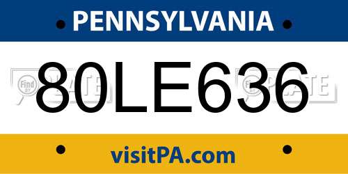80LE636 Pennsylvania License Plate