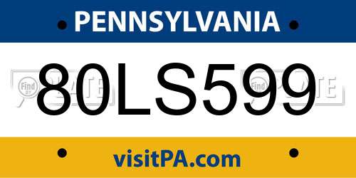 80LS599 Pennsylvania License Plate