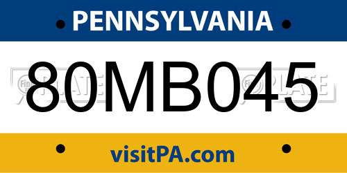 80MB045 Pennsylvania License Plate