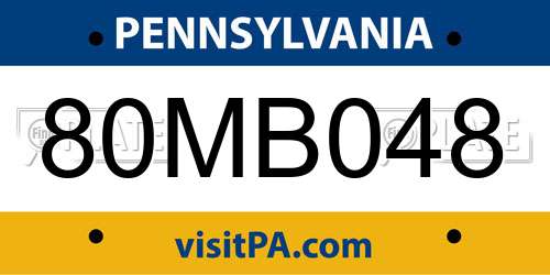 80MB048 Pennsylvania License Plate