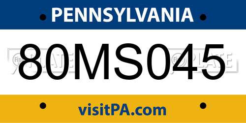 80MS045 Pennsylvania License Plate