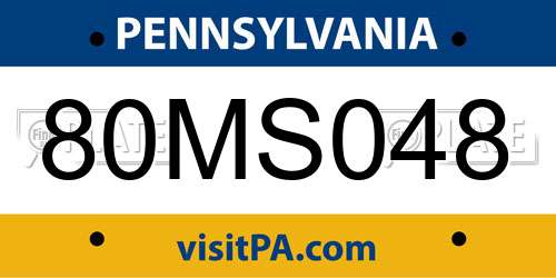 80MS048 Pennsylvania License Plate