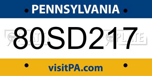 80SD217 Pennsylvania License Plate
