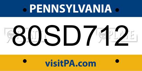 80SD712 Pennsylvania License Plate