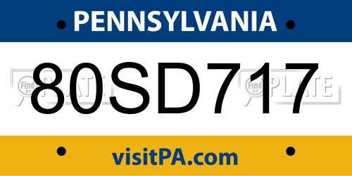 80SD717 Pennsylvania License Plate