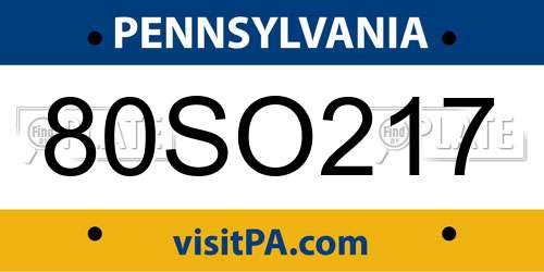 80SO217 Pennsylvania License Plate