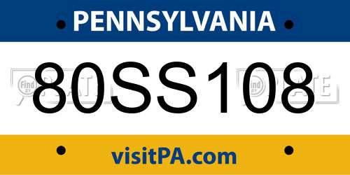 80SS108 Pennsylvania License Plate