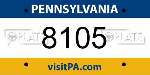 8105 Pennsylvania License Plate