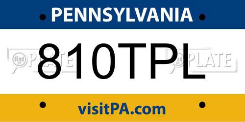 810TPL Pennsylvania License Plate
