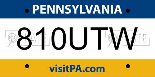 810UTW Pennsylvania License Plate