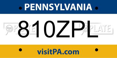 810ZPL Pennsylvania License Plate