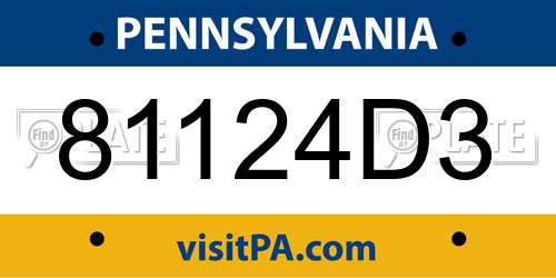81124D3 Pennsylvania License Plate