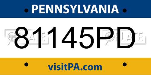 81145PD Pennsylvania License Plate