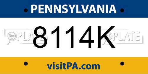8114K Pennsylvania License Plate
