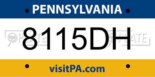 8115DH Pennsylvania License Plate