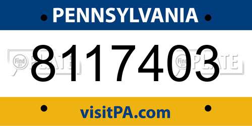 8117403 Pennsylvania License Plate