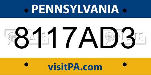 8117AD3 Pennsylvania License Plate