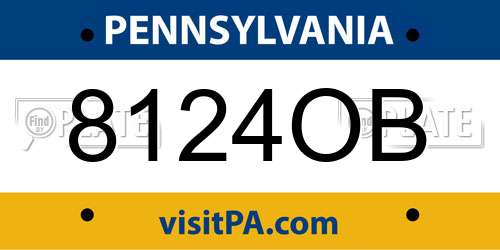 8124OB Pennsylvania License Plate