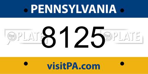 8125 Pennsylvania License Plate