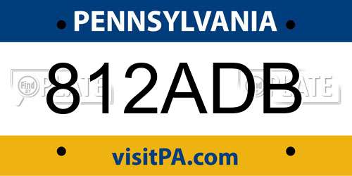 812ADB Pennsylvania License Plate