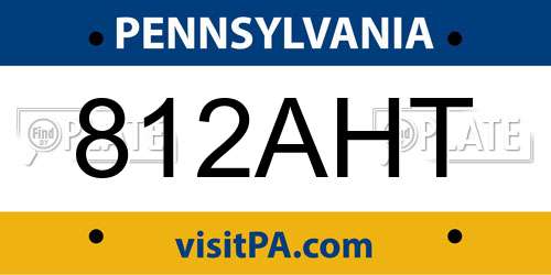 812AHT Pennsylvania License Plate