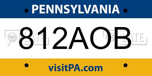 812AOB Pennsylvania License Plate