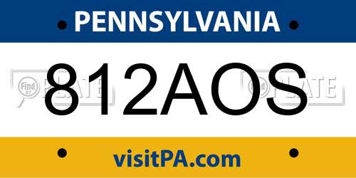 812AOS Pennsylvania License Plate