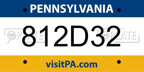 812D32 Pennsylvania License Plate