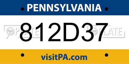 812D37 Pennsylvania License Plate