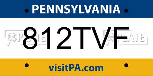 812TVF Pennsylvania License Plate