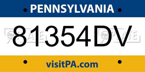 81354DV Pennsylvania License Plate