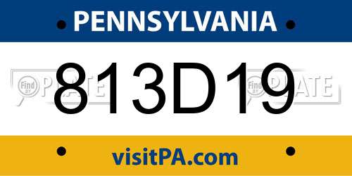813D19 Pennsylvania License Plate