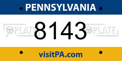 8143 Pennsylvania License Plate