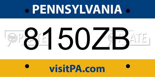 8150ZB Pennsylvania License Plate