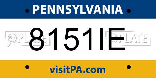 8151IE Pennsylvania License Plate