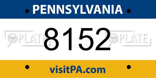 8152 Pennsylvania License Plate