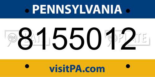 8155012 Pennsylvania License Plate