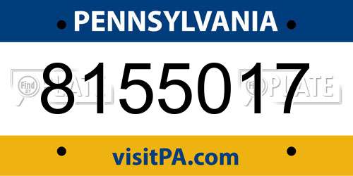 8155017 Pennsylvania License Plate