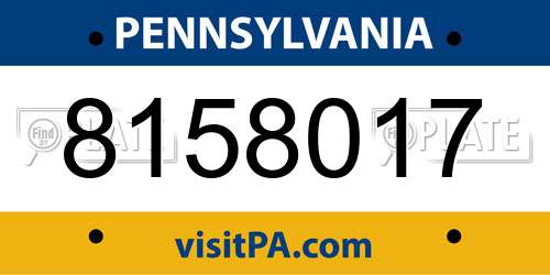 8158017 Pennsylvania License Plate