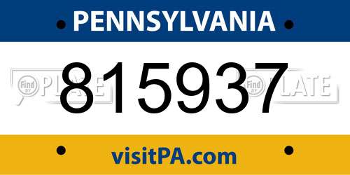 815937 Pennsylvania License Plate