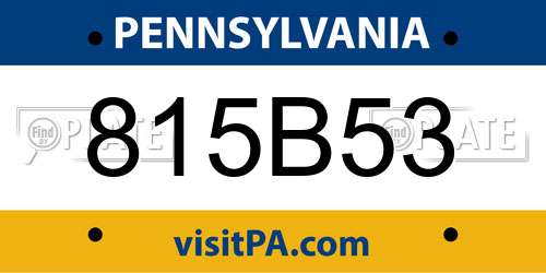 815B53 Pennsylvania License Plate