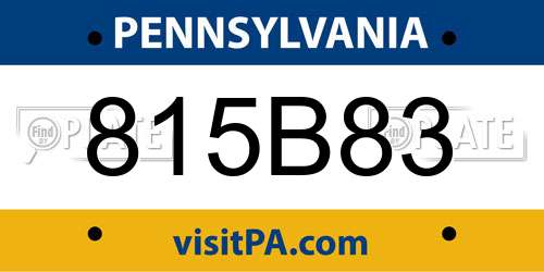 815B83 Pennsylvania License Plate