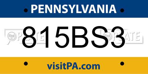 815BS3 Pennsylvania License Plate