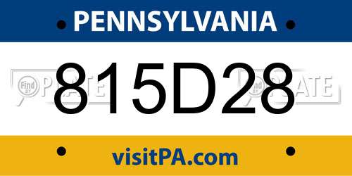 815D28 Pennsylvania License Plate